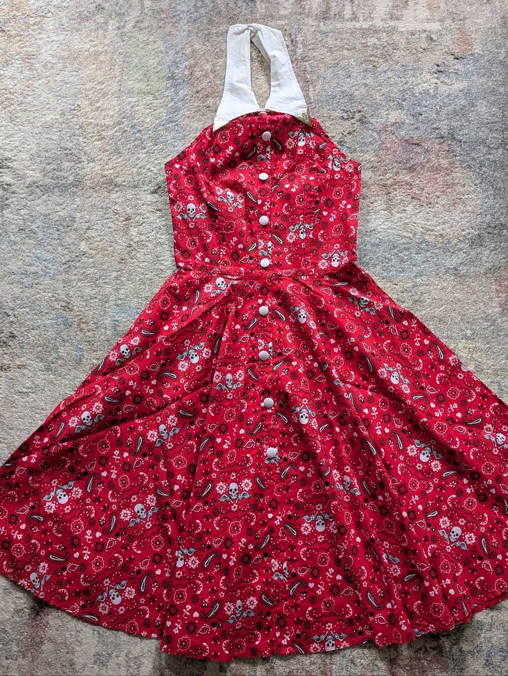 RARE Skull Paisley Collar Hell Bunny Vixen Dress